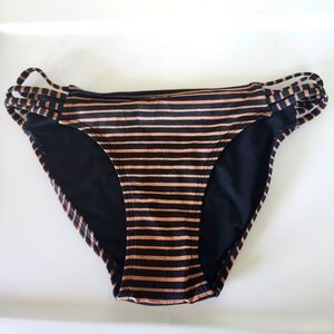 NWT Black/ Copper striped bikini bottom  sz.M